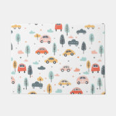 Boho Kinder auto's, bomen en wolkenpatronen Deurmat (Voorkant)