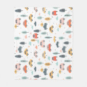 Boho Kinder auto's, bomen en wolkenpatronen Fleece Deken (Voorkant)