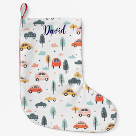 Boho Kinder auto's, bomen en wolkenpatronen Kleine Kerstsok