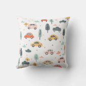 Boho Kinder auto's, bomen en wolkenpatronen Kussen (Achterkant)