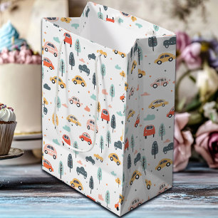 Boho Kinder auto's, bomen en wolkenpatronen Medium Cadeauzakje