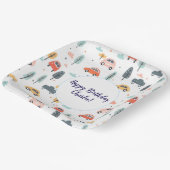 Boho Kinder Auto's, Bomen & Wolken Patroon Verjaar Papieren Bordje (Gebogen)