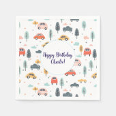 Boho Kinder Auto's, Bomen & Wolken Patroon Verjaar Servet (Voorkant)