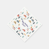 Boho Kinder Auto's, Bomen & Wolken Patroon Verjaar Servet (Hoek)