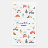 Boho Kinder Auto's, Bomen & Wolken Patroon Verjaar Servet (Voorkant)