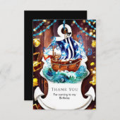 Boho Kinder Avontuur Piraat Verjaardag Bedankkaart (Voorkant / Achterkant)