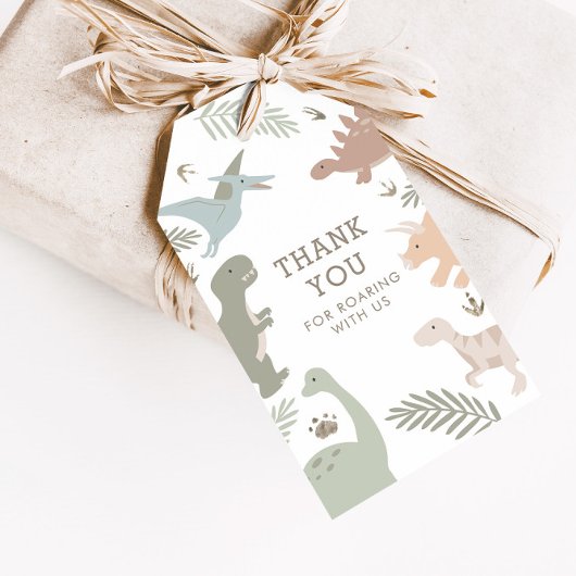 Boho Kinder Dinosaur-Theme Birthday Dank u Labels Cadeaulabel