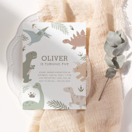 Boho Kinder Dinosaur Theme Birthday Party Kaart