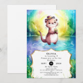 Boho Kinder Otter Verjaardag Kaart (Voorkant / Achterkant)