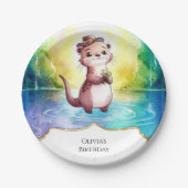 Boho Kinder Otter Verjaardag Papieren Bordje (Voorkant)