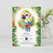 Boho Kinder papegaai Verjaardag Kaart (Staand voorkant)