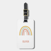 Boho Kinder regenboog gepersonaliseerd Bagagelabel (Voorkant verticaal)