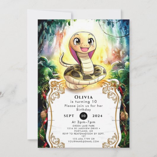 Boho Kinder Snake Verjaardag Kaart (Voorkant)