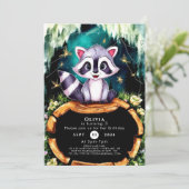 Boho Kinder wasbeer Verjaardag Kaart (Staand voorkant)