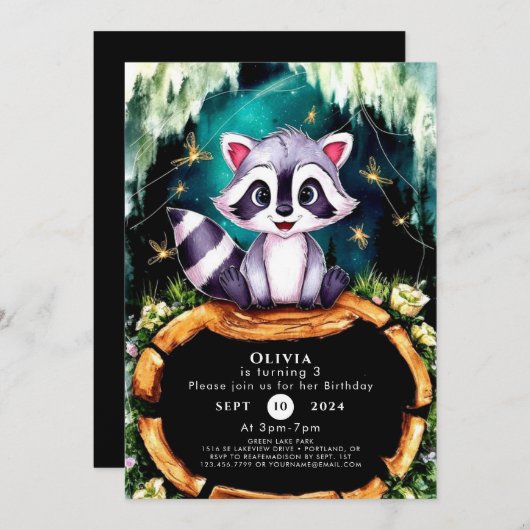 Boho Kinder wasbeer Verjaardag Kaart (Voorkant / Achterkant)