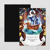 Boho Kinderavontuur Piraat Verjaardag Bedankkaart (Voorkant / Achterkant)