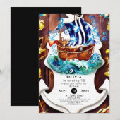 Boho Kinderavontuur Pirate Verjaardag Kaart (Voorkant / Achterkant)