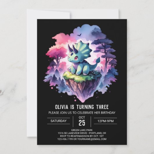 Boho Kinderen Triceratops Verjaardag Kaart (Voorkant)