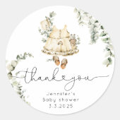 Boho kinderkamer baby meisje outfit dank u ronde sticker (Voorkant)