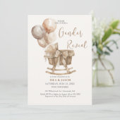 Boho-kinderkamer beige ballonnen geslacht onthulli kaart (Staand voorkant)