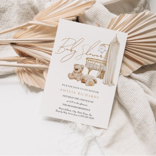 Boho-kinderkamer Blauwe Baby Shower Kaart