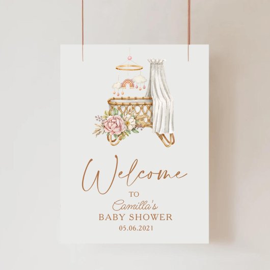 Boho-kinderkamer Bloemenkinderwiegbaby Shower Poster