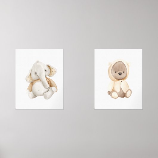 Boho kinderkamer schattige waterverf dieren muurkunst sets (Voorkant)