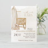 Boho kinderkamer teddybeer babyshower  kaart (Staand voorkant)