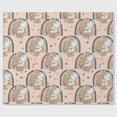 Boho kinderkamer teddyberen met regenbogen - Aards Cadeaupapier (Vlak)