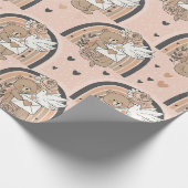 Boho kinderkamer teddyberen met regenbogen - Aards Cadeaupapier (Hoek)
