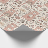 Boho kinderkamer teddyberen met regenbogen - Aards Cadeaupapier (Hoek)