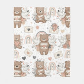 Boho kinderkamer teddyberen met regenbogen - Aards Fleece Deken (Voorkant)
