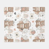 Boho kinderkamer teddyberen met regenbogen - Aards Fleece Deken (Voorkant (Horizontaal))