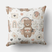 Boho kinderkamer teddyberen met regenbogen - Aards Kussen (Achterkant)