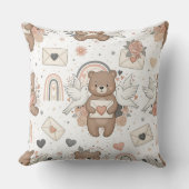 Boho kinderkamer teddyberen met regenbogen - Aards Kussen (Voorkant)