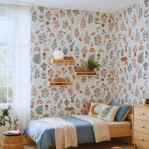 Boho-kinderkamerbehang Neutrale regenboog en botan