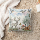 Boho-kinderkamerdecor herten en vossen bos scène kussen (Deken)