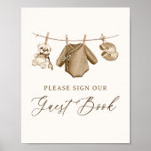 Boho kinderkleding jongen babyshower gastensignati poster (Voorkant)
