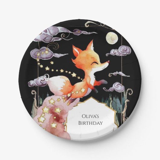 Boho Kindervos Verjaardag Papieren Bordje (Voorkant)