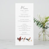Boho kip bruiloft diner menu (Staand voorkant)