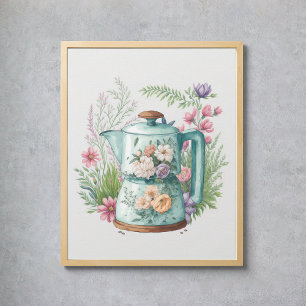 Boho Kitchen Cotvoordcore Waterverf Coffee Poster