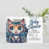 Boho Kitten bewerkbaar Baby shower Kaart (Staand voorkant)