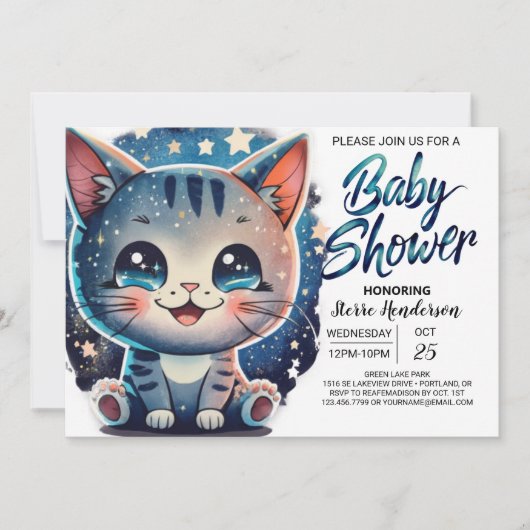 Boho Kitten Digitaal Baby shower Kaart (Voorkant)