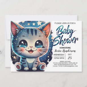 Boho Kitten Digitaal Baby shower Kaart