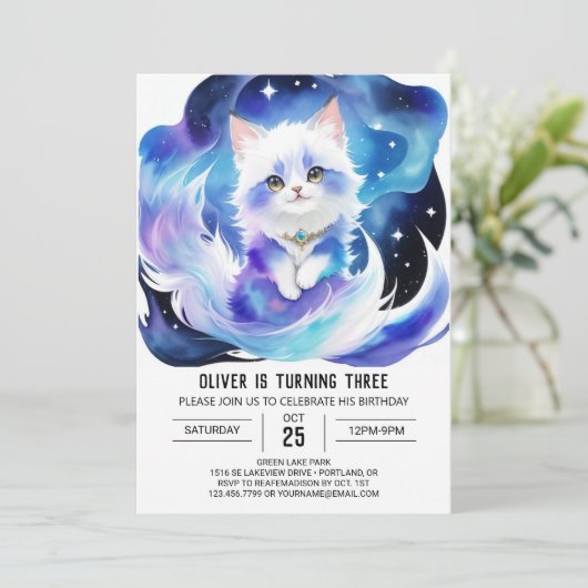 Boho Kitten Magic Verjaardag Kaart (Staand voorkant)