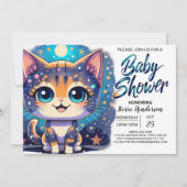 Boho Kitten Online Boy Baby shower Kaart (Voorkant)