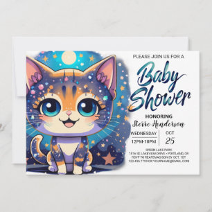 Boho Kitten Online Boy Baby shower Kaart