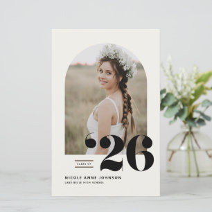 Boho Klas van 2025 Boog Foto Afstudeer Uitnodiging