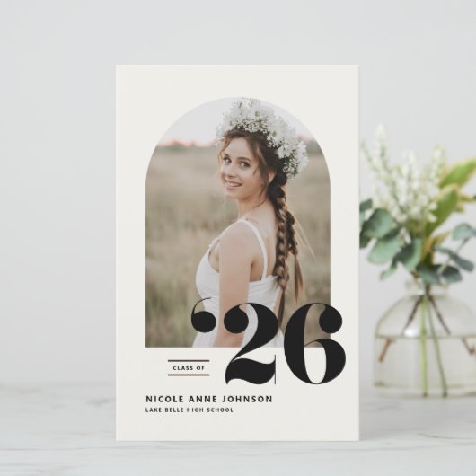 Boho Klas van 2025 Boog Foto Afstudeer Uitnodiging (Staand voorkant)