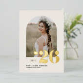 Boho Klas van 2026 Afstudeerfoto Afstuderen Folie Uitnodiging (Staand Voorkant)